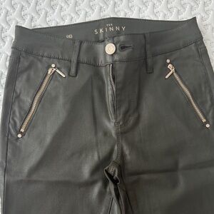 Dark Olive Skinny Pants with Zipper Details